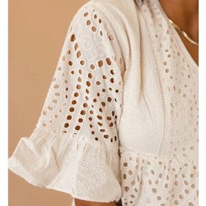 Falling For You Eyelet Dress in Crème